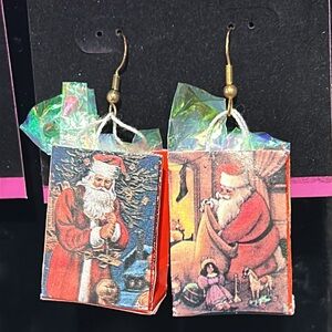 Vintage Christmas Shopping Gift Bags Earrings-Boutique